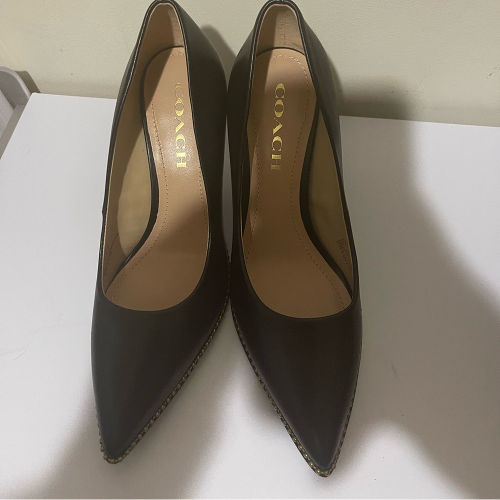 COACH! Waverly Beadchain Studded Leather Pumps